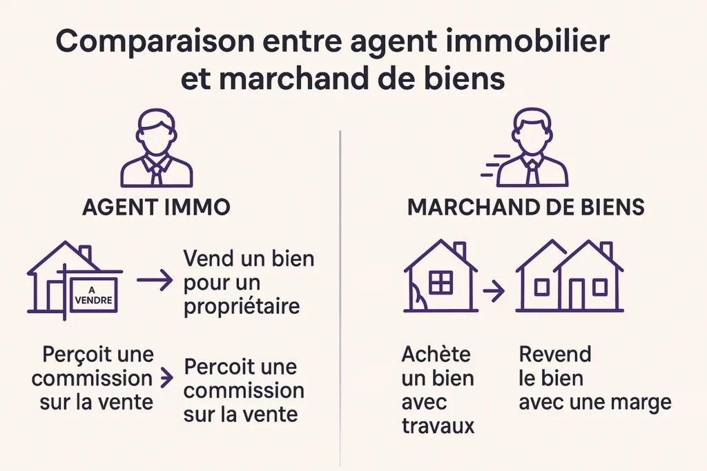 Comparaison entre agent immobilier et marchand de biens