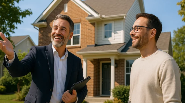 Marchand de biens examinant un projet immobilier avec un expert pour évaluer les risques et les obligations.